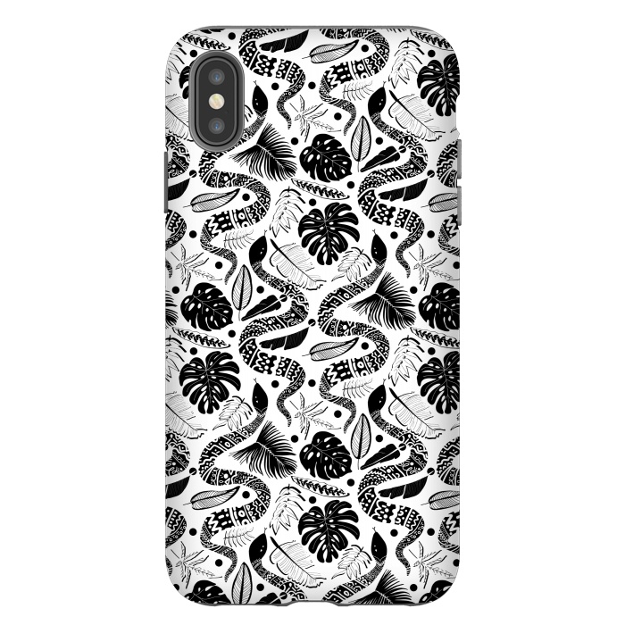 iPhone Xs Max StrongFit Tribal Black Mambas - White  by Tigatiga