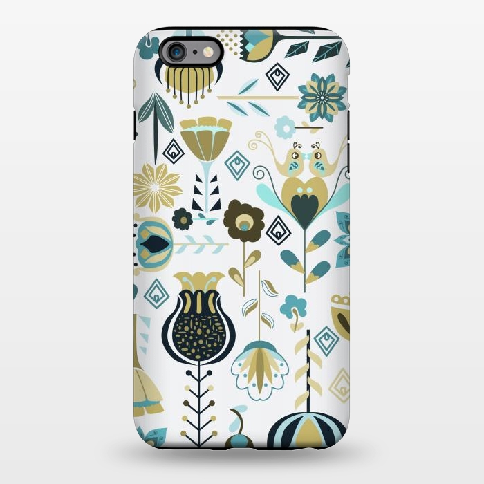 iPhone 6/6s plus StrongFit Scandinavian Flowers in Blue and Green by Paula Ohreen