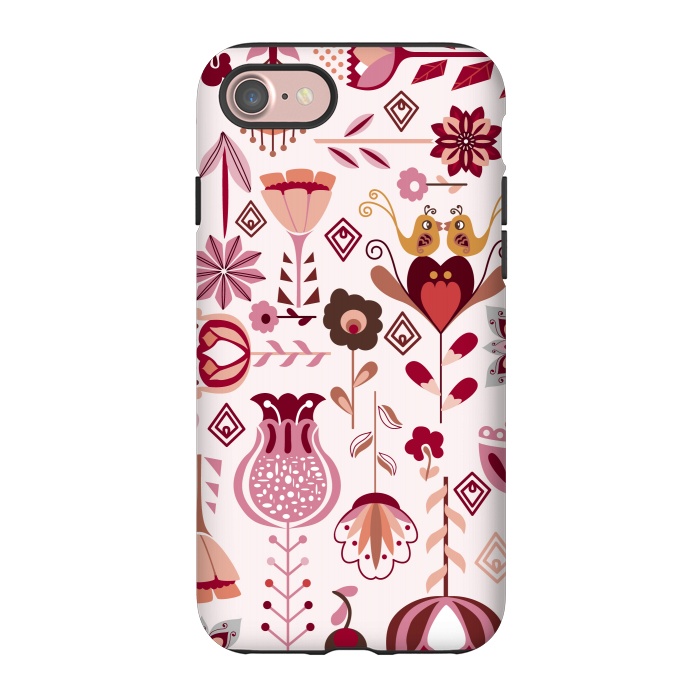iPhone 7 StrongFit Scandinavian Flowers in Pink and Orange by Paula Ohreen