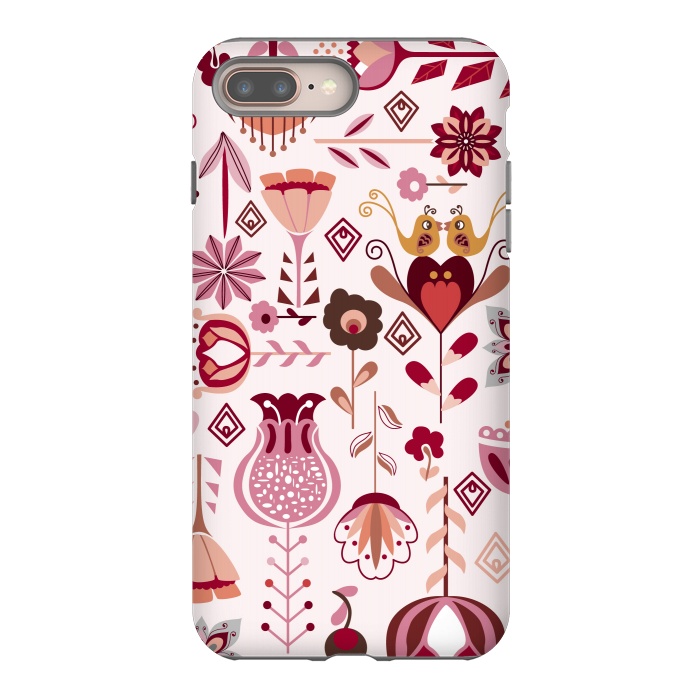 iPhone 7 plus StrongFit Scandinavian Flowers in Pink and Orange by Paula Ohreen