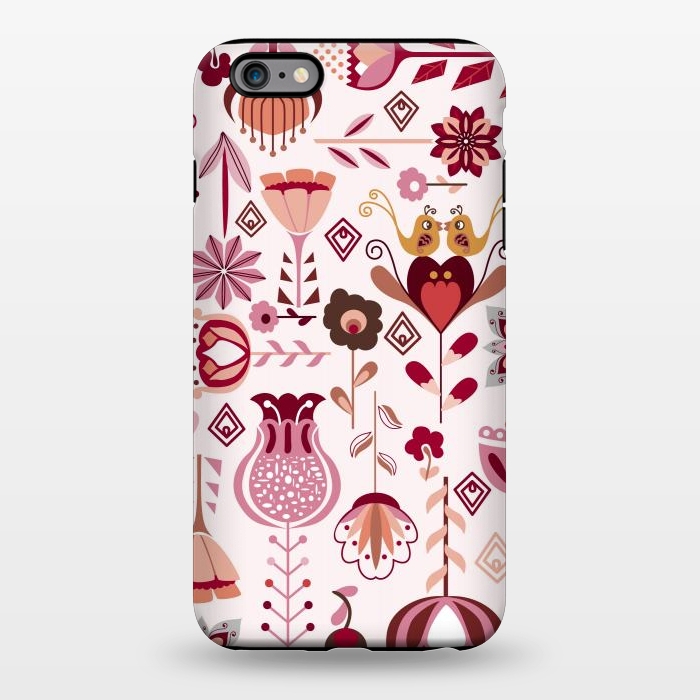 iPhone 6/6s plus StrongFit Scandinavian Flowers in Pink and Orange by Paula Ohreen