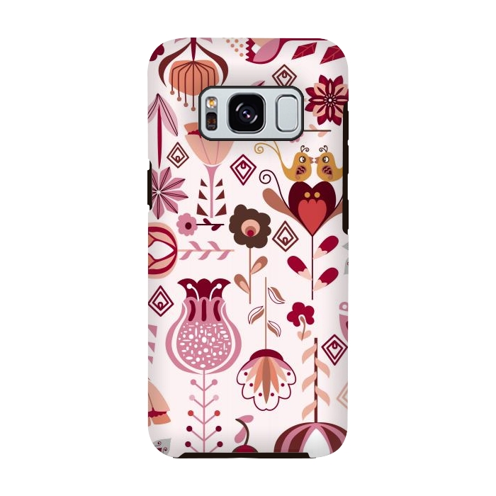 Galaxy S8 StrongFit Scandinavian Flowers in Pink and Orange by Paula Ohreen