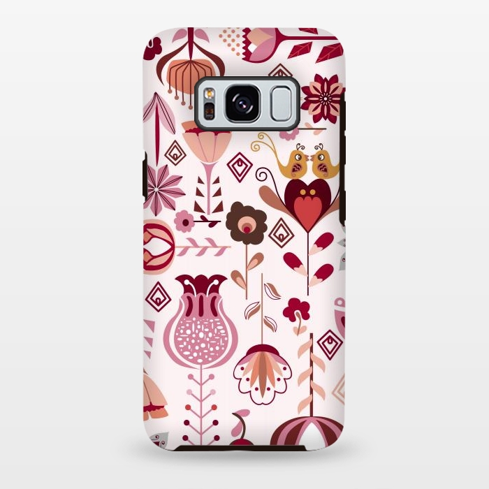 Galaxy S8 plus StrongFit Scandinavian Flowers in Pink and Orange by Paula Ohreen