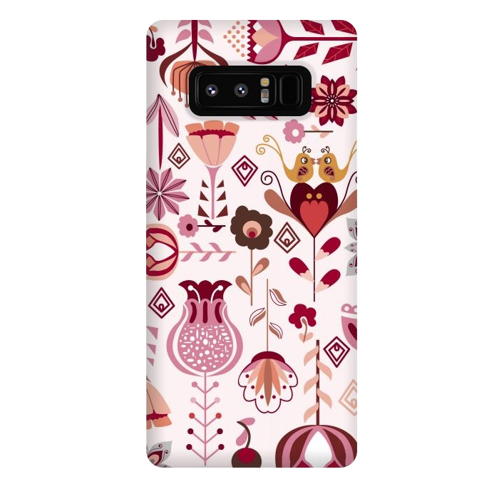 Galaxy Note 8 StrongFit Scandinavian Flowers in Pink and Orange by Paula Ohreen