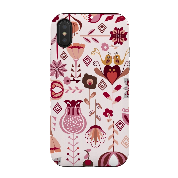 iPhone Xs / X StrongFit Scandinavian Flowers in Pink and Orange by Paula Ohreen