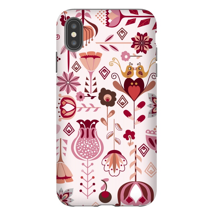 iPhone Xs Max StrongFit Scandinavian Flowers in Pink and Orange by Paula Ohreen