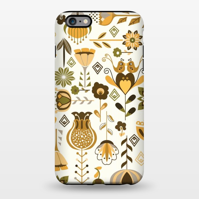 iPhone 6/6s plus StrongFit Scandinavian Flowers in Mustard and Green by Paula Ohreen
