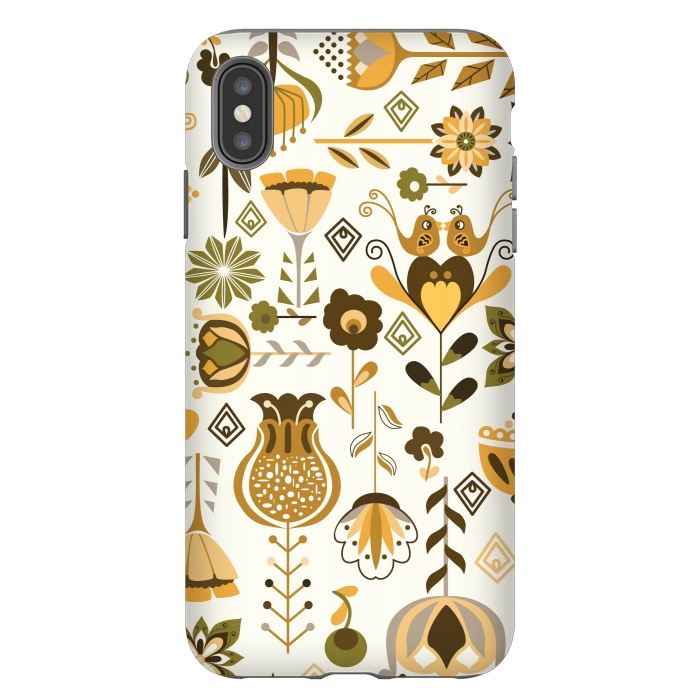iPhone Xs Max StrongFit Scandinavian Flowers in Mustard and Green by Paula Ohreen