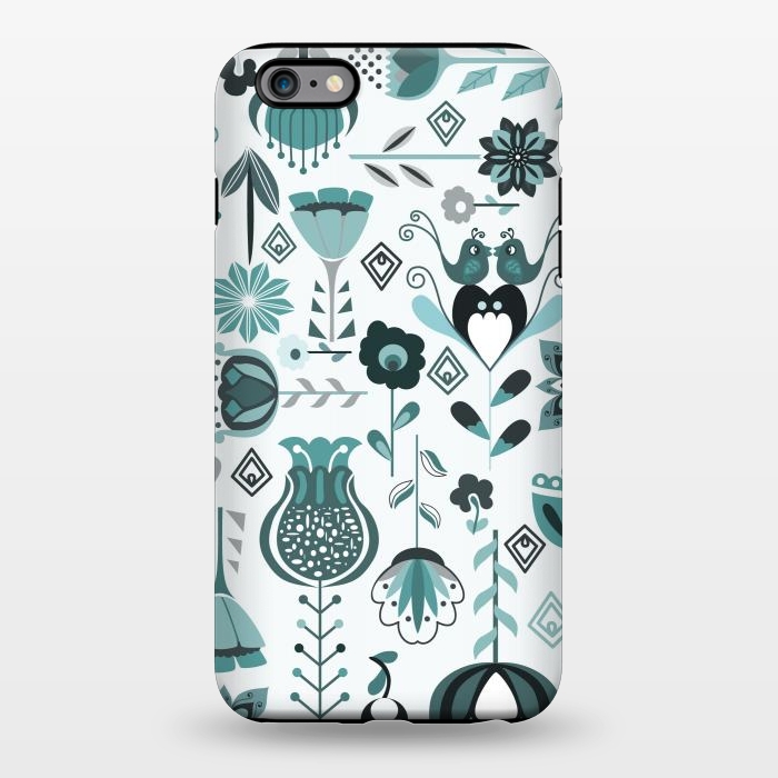 iPhone 6/6s plus StrongFit Scandinavian Flowers in Blue and Grey by Paula Ohreen