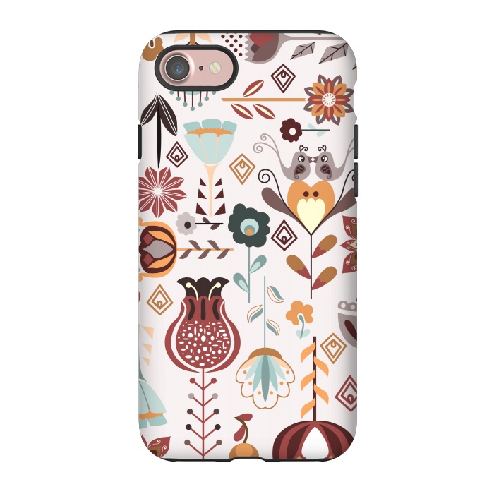 iPhone 7 StrongFit Scandinavian Flowers in Orange and Blue by Paula Ohreen