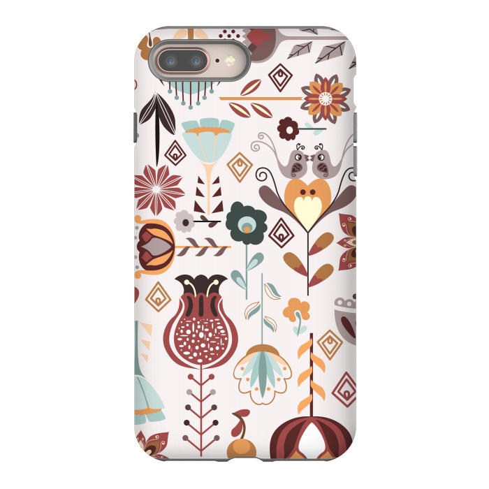 iPhone 7 plus StrongFit Scandinavian Flowers in Orange and Blue by Paula Ohreen