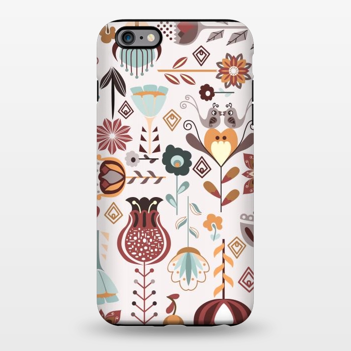 iPhone 6/6s plus StrongFit Scandinavian Flowers in Orange and Blue by Paula Ohreen