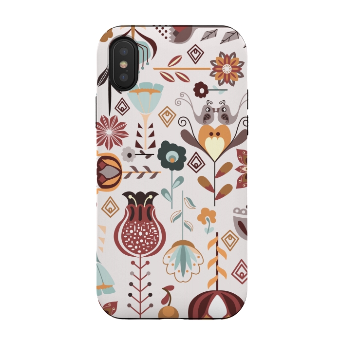 iPhone Xs / X StrongFit Scandinavian Flowers in Orange and Blue by Paula Ohreen