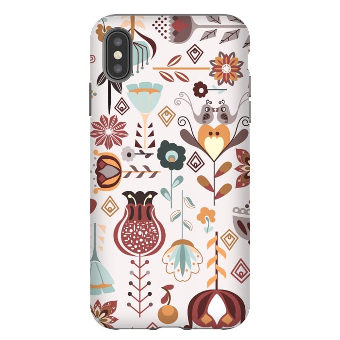 iPhone Xs Max StrongFit Scandinavian Flowers in Orange and Blue by Paula Ohreen