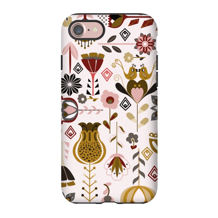 iPhone 7 StrongFit Scandinavian Flowers in Mustard and Pink by Paula Ohreen