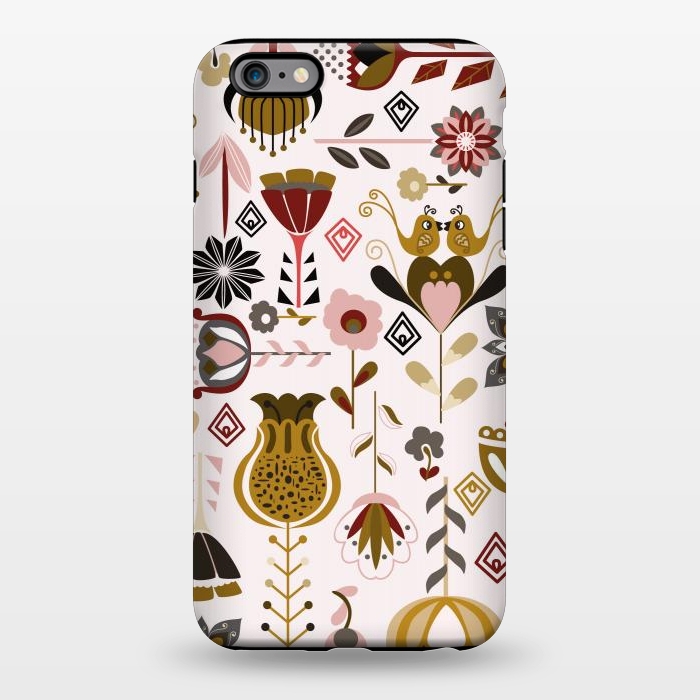 iPhone 6/6s plus StrongFit Scandinavian Flowers in Mustard and Pink by Paula Ohreen
