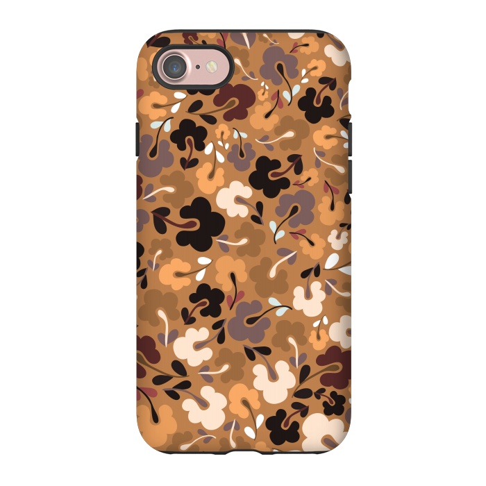 iPhone 7 StrongFit Ditsy Flowers in Mustard and Brown by Paula Ohreen