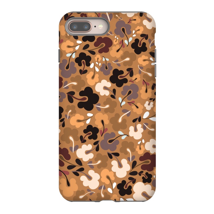 iPhone 7 plus StrongFit Ditsy Flowers in Mustard and Brown by Paula Ohreen