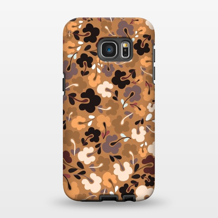 Galaxy S7 EDGE StrongFit Ditsy Flowers in Mustard and Brown by Paula Ohreen