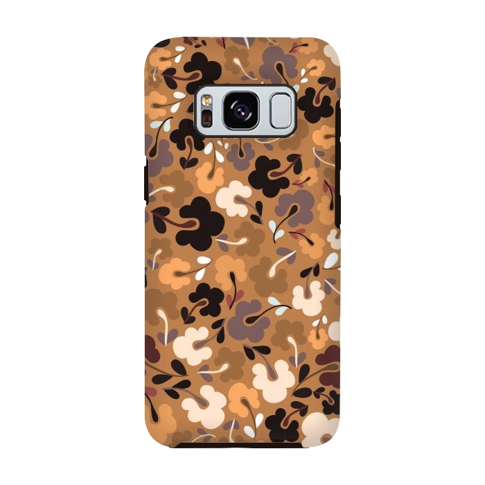 Galaxy S8 StrongFit Ditsy Flowers in Mustard and Brown by Paula Ohreen