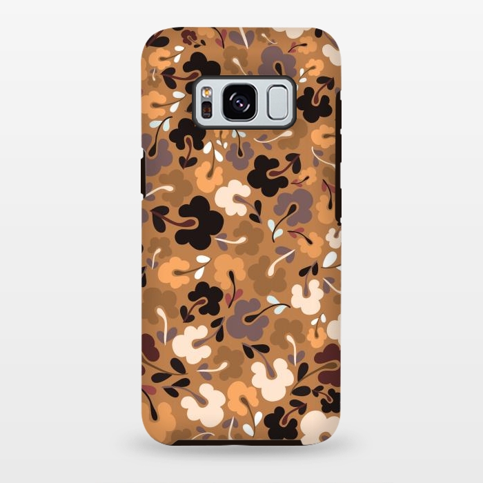 Galaxy S8 plus StrongFit Ditsy Flowers in Mustard and Brown by Paula Ohreen