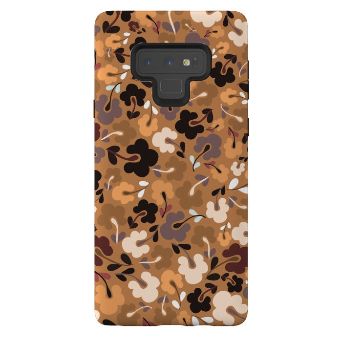 Galaxy Note 9 StrongFit Ditsy Flowers in Mustard and Brown by Paula Ohreen