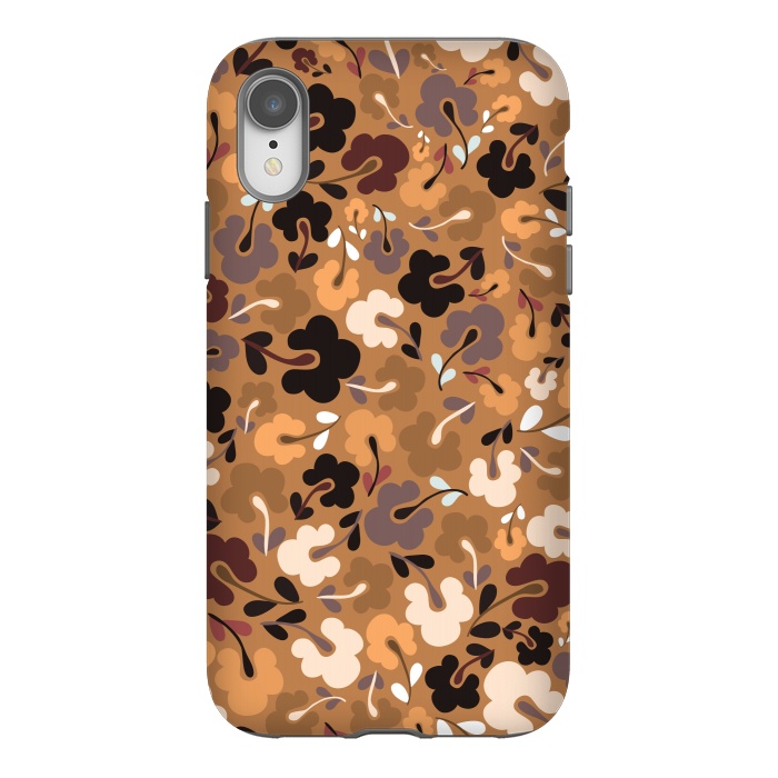 iPhone Xr StrongFit Ditsy Flowers in Mustard and Brown by Paula Ohreen