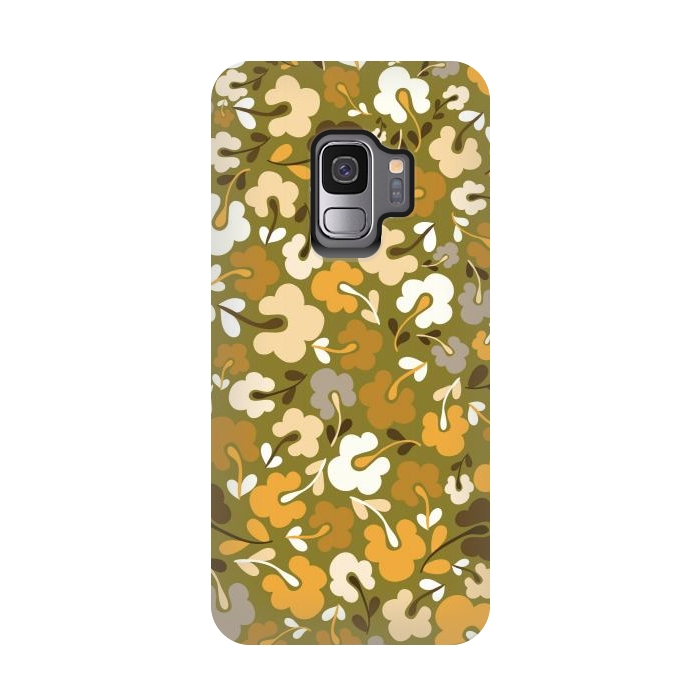 Galaxy S9 StrongFit Ditsy Flowers in Green by Paula Ohreen