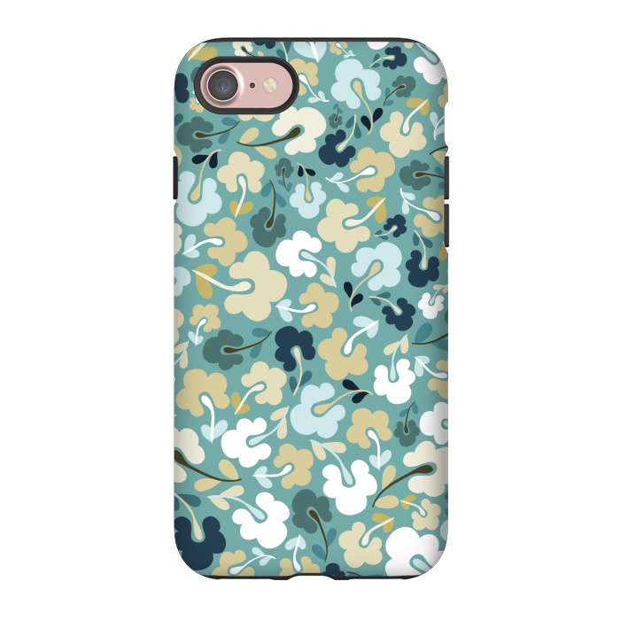 iPhone 7 StrongFit Ditsy Flowers in Green and Blue by Paula Ohreen