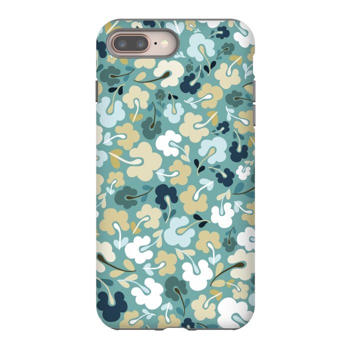 iPhone 7 plus StrongFit Ditsy Flowers in Green and Blue by Paula Ohreen