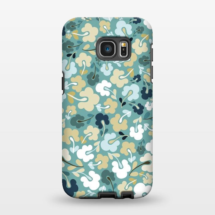 Galaxy S7 EDGE StrongFit Ditsy Flowers in Green and Blue by Paula Ohreen