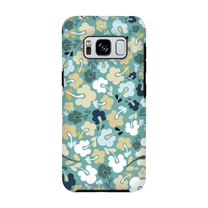 Galaxy S8 StrongFit Ditsy Flowers in Green and Blue by Paula Ohreen