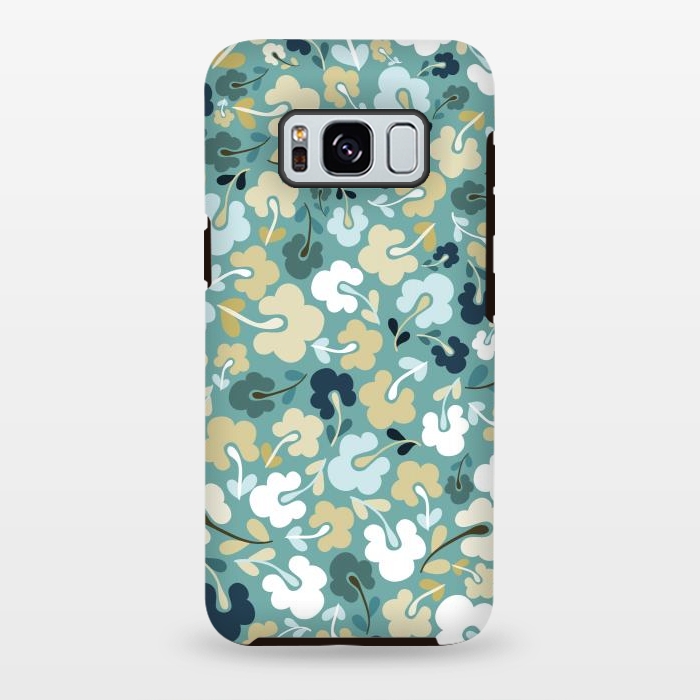 Galaxy S8 plus StrongFit Ditsy Flowers in Green and Blue by Paula Ohreen
