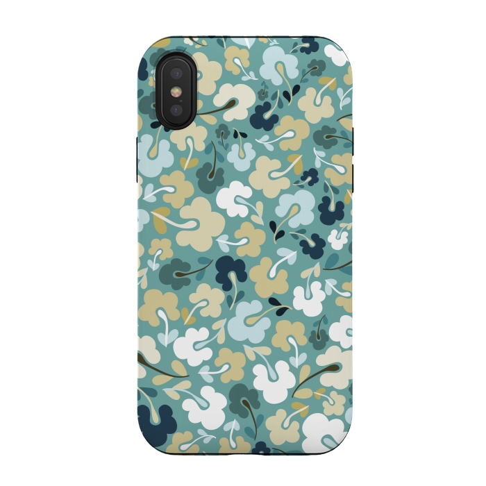 iPhone Xs / X StrongFit Ditsy Flowers in Green and Blue by Paula Ohreen