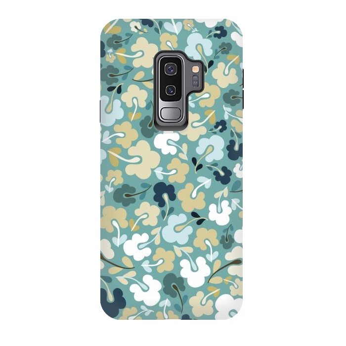 Galaxy S9 plus StrongFit Ditsy Flowers in Green and Blue by Paula Ohreen