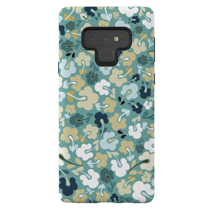 Galaxy Note 9 StrongFit Ditsy Flowers in Green and Blue by Paula Ohreen