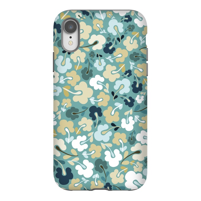 iPhone Xr StrongFit Ditsy Flowers in Green and Blue by Paula Ohreen