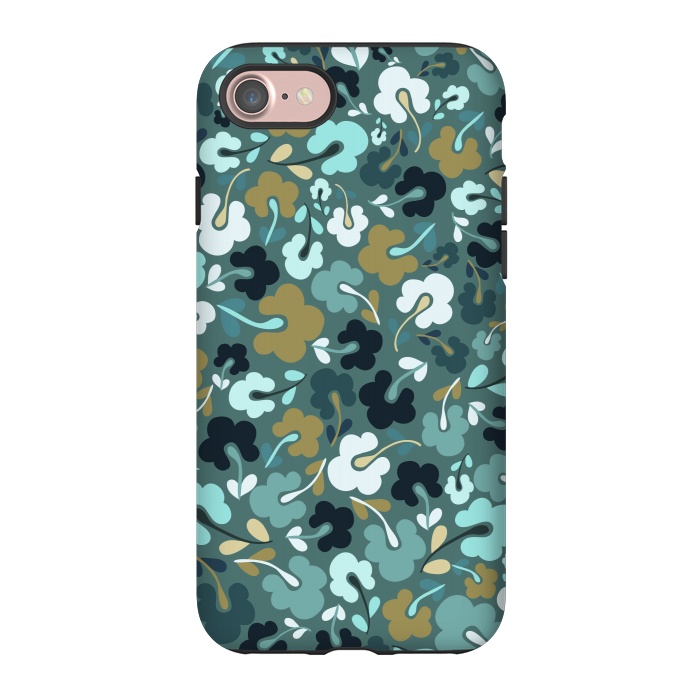 iPhone 7 StrongFit Ditsy Flowers in Navy and Green by Paula Ohreen
