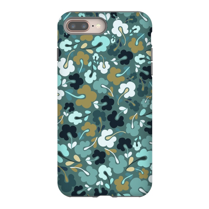 iPhone 7 plus StrongFit Ditsy Flowers in Navy and Green by Paula Ohreen