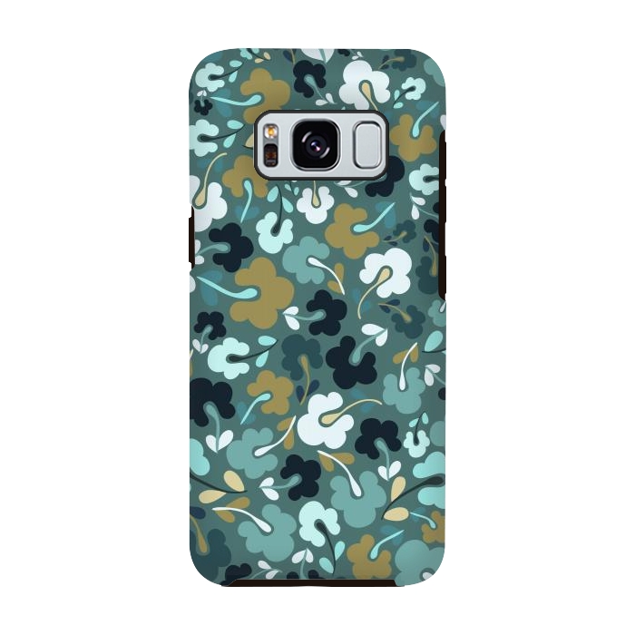 Galaxy S8 StrongFit Ditsy Flowers in Navy and Green by Paula Ohreen