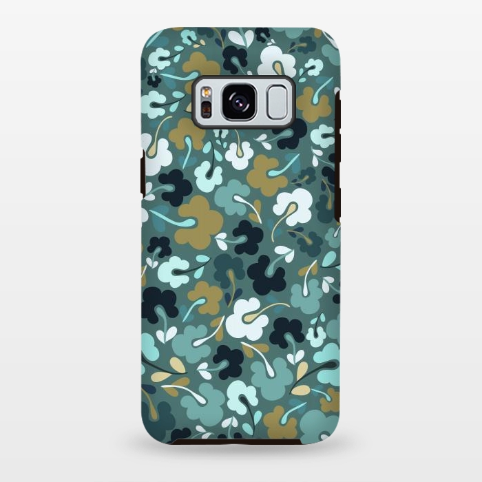 Galaxy S8 plus StrongFit Ditsy Flowers in Navy and Green by Paula Ohreen