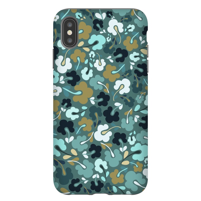 iPhone Xs Max StrongFit Ditsy Flowers in Navy and Green by Paula Ohreen