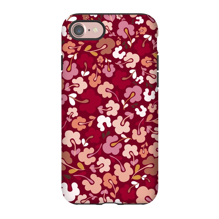 iPhone 7 StrongFit Ditsy Flowers in Pink and Orange by Paula Ohreen