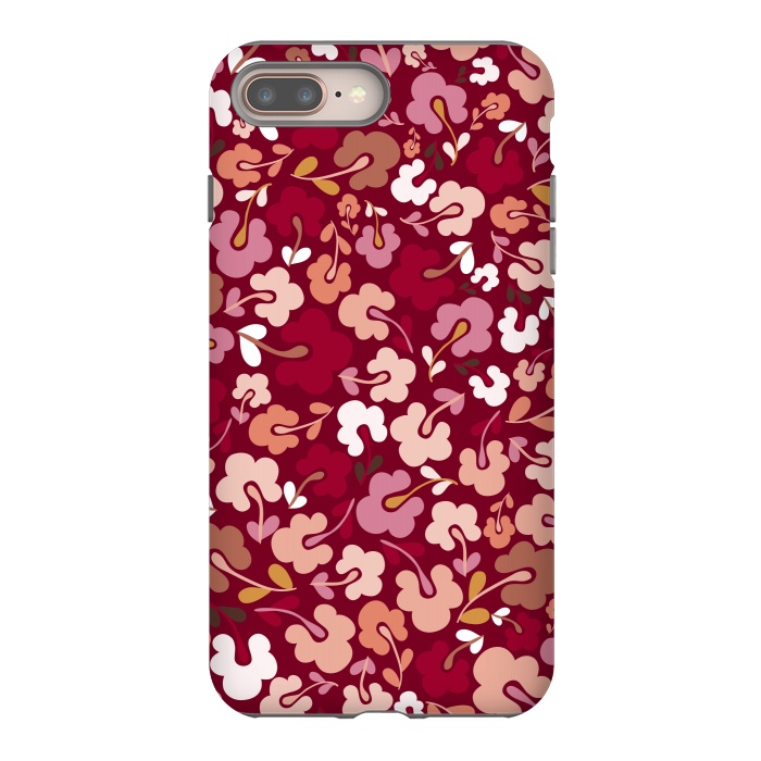iPhone 7 plus StrongFit Ditsy Flowers in Pink and Orange by Paula Ohreen