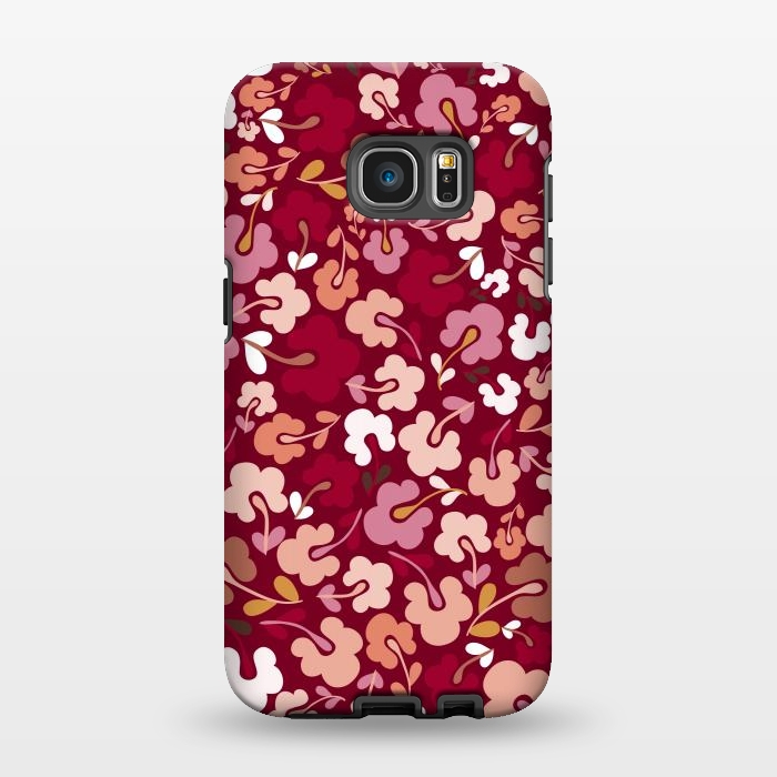 Galaxy S7 EDGE StrongFit Ditsy Flowers in Pink and Orange by Paula Ohreen
