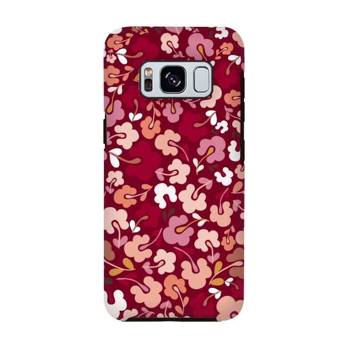 Galaxy S8 StrongFit Ditsy Flowers in Pink and Orange by Paula Ohreen