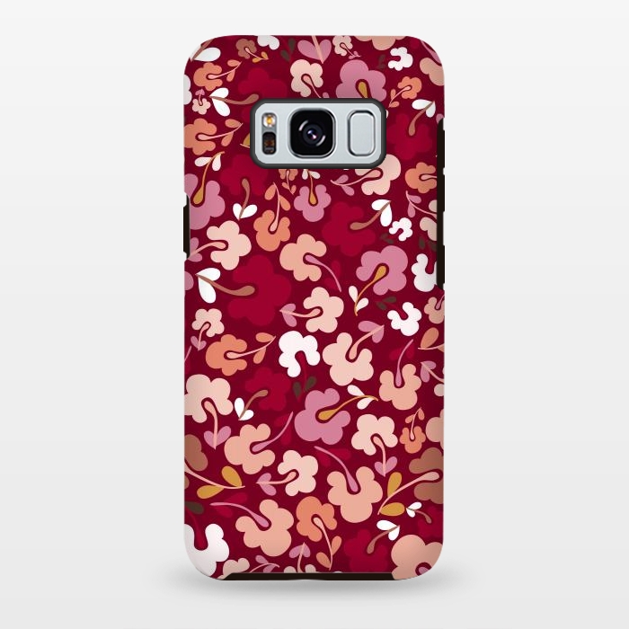 Galaxy S8 plus StrongFit Ditsy Flowers in Pink and Orange by Paula Ohreen