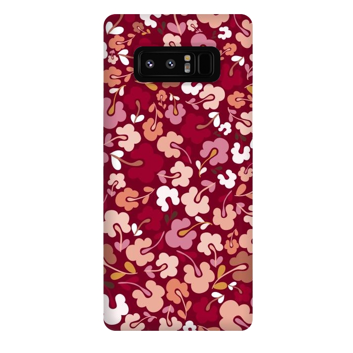 Galaxy Note 8 StrongFit Ditsy Flowers in Pink and Orange by Paula Ohreen