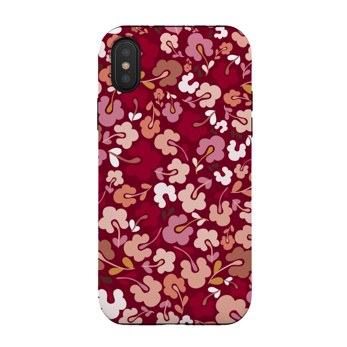 iPhone Xs / X StrongFit Ditsy Flowers in Pink and Orange by Paula Ohreen