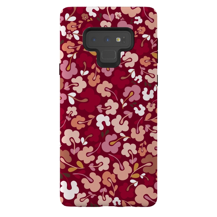 Galaxy Note 9 StrongFit Ditsy Flowers in Pink and Orange by Paula Ohreen